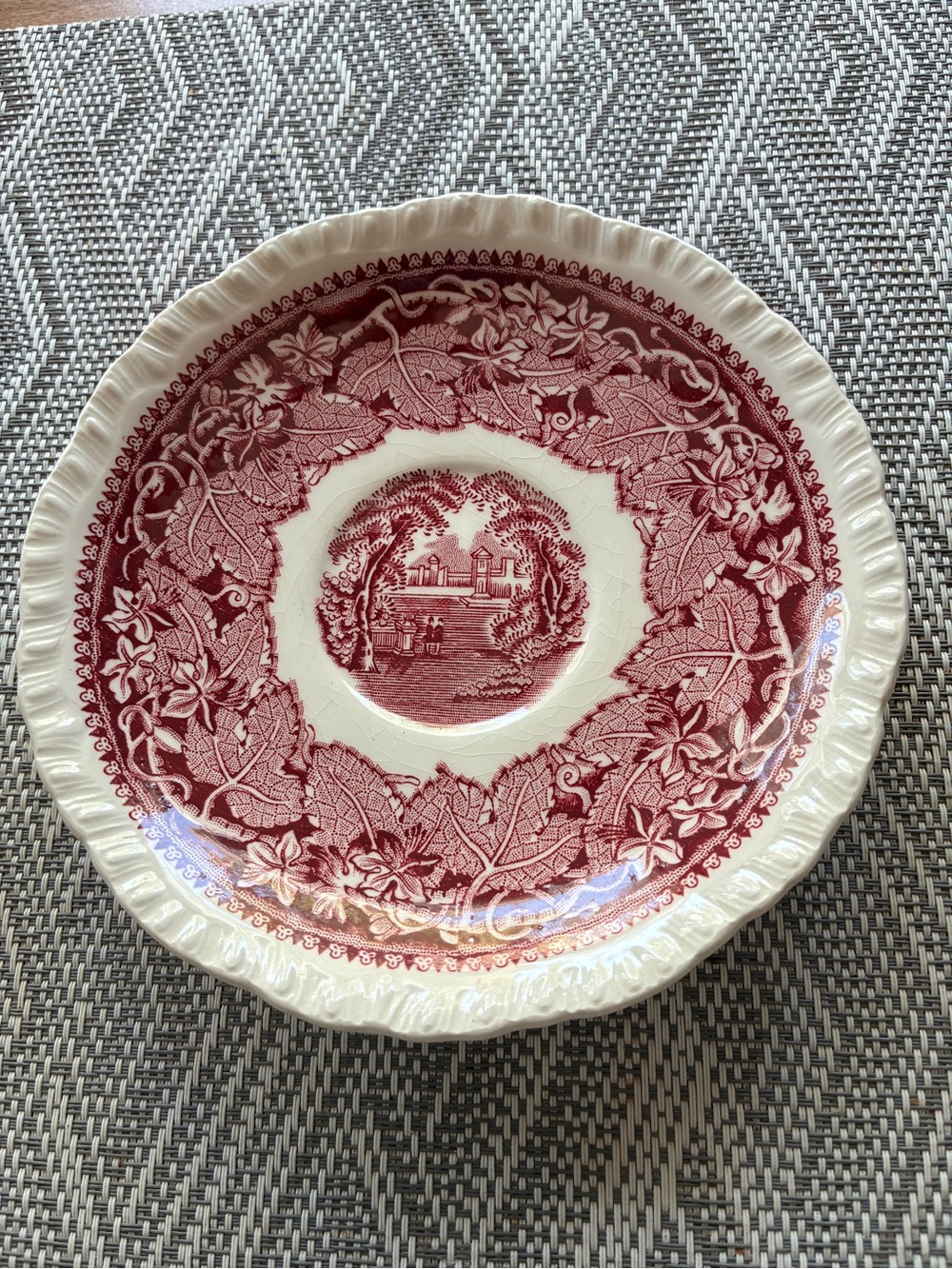 Saucer 6” Masons Vista Red Pink White Transferware Floral England